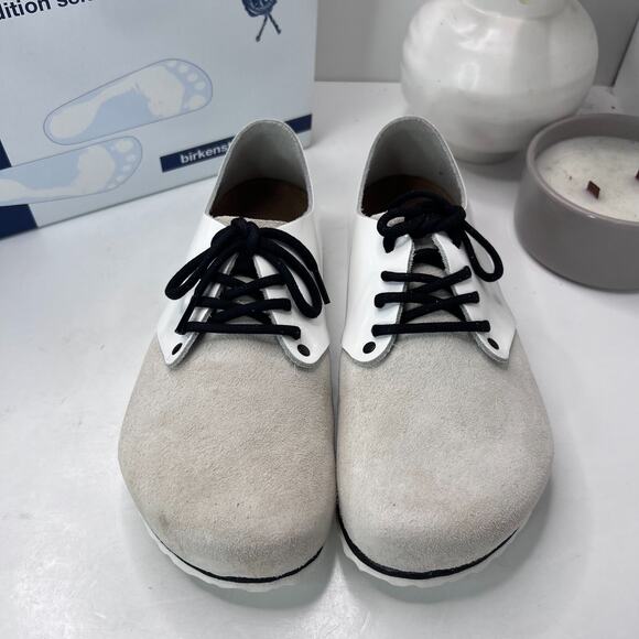 Birkenstock Maine Patent Leather Suede Shoe White Regular Fit Women 7/Men 5 NWB - Picture 5 of 10